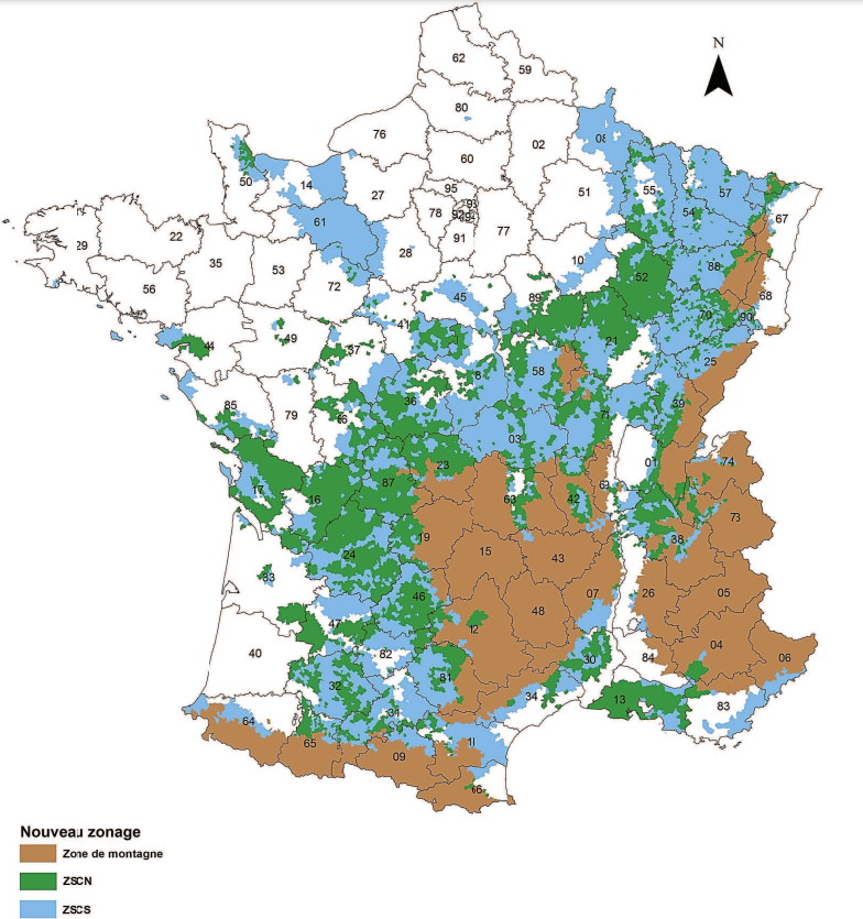 Carte des zones défavorables